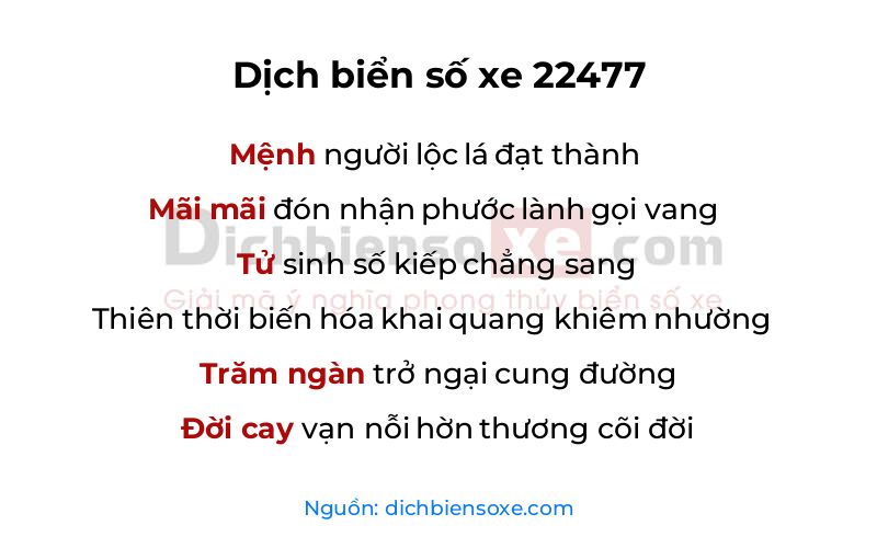 Dịch thơ biển số 22477