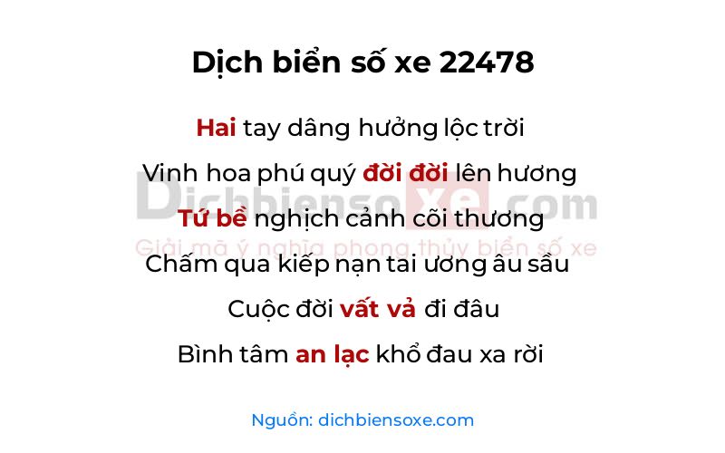 Dịch thơ biển số 22478