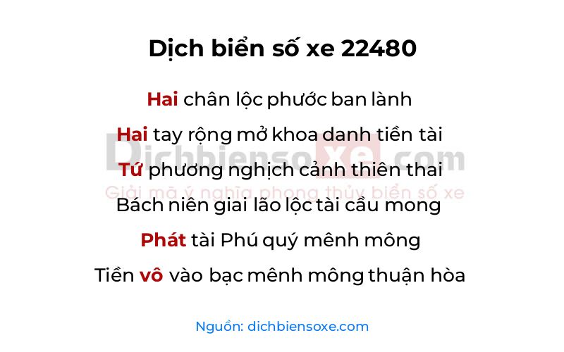 Dịch thơ biển số 22480