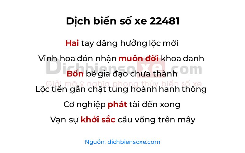 Dịch thơ biển số 22481