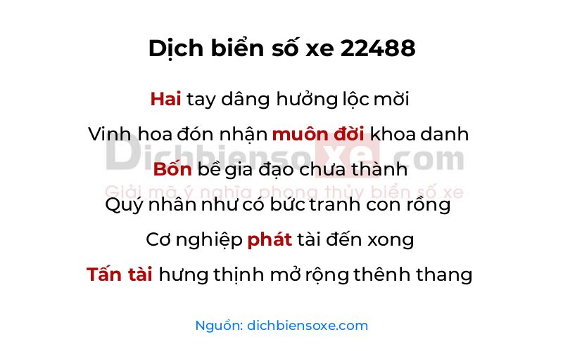 Dịch thơ biển số 22488