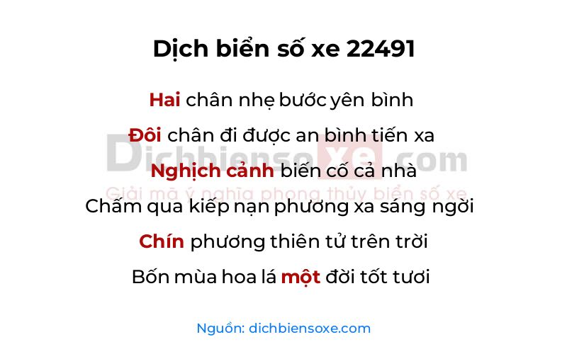 Dịch thơ biển số 22491