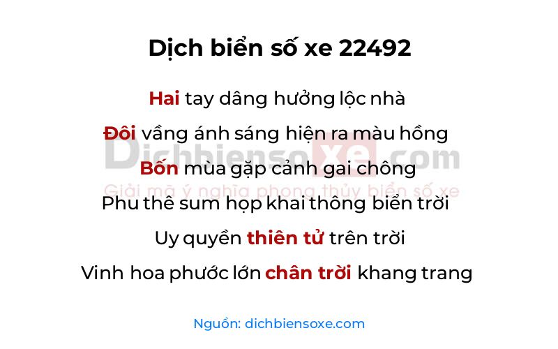 Dịch thơ biển số 22492