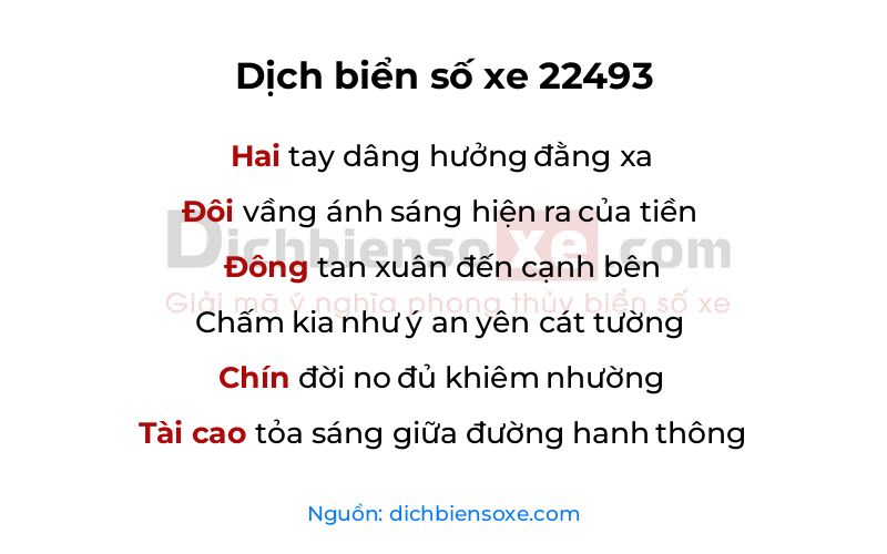 Dịch thơ biển số 22493