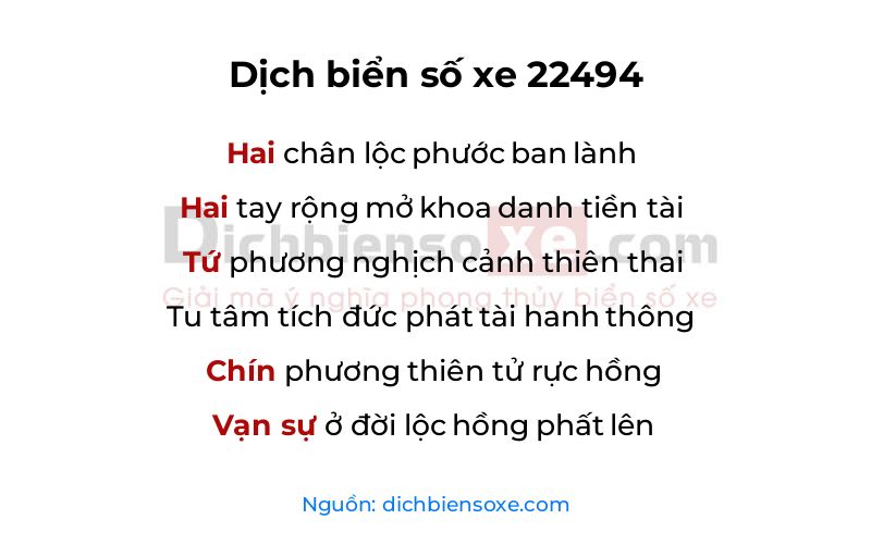 Dịch thơ biển số 22494