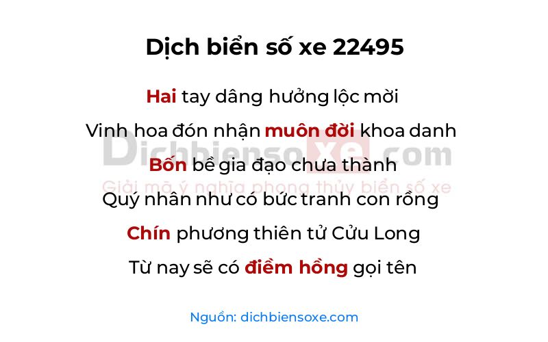 Dịch thơ biển số 22495