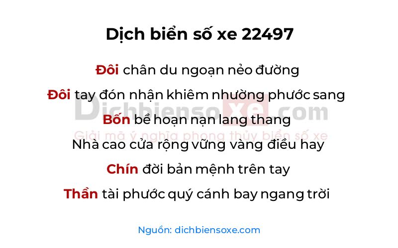 Dịch thơ biển số 22497
