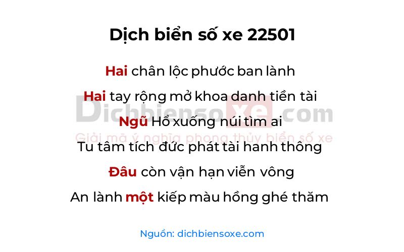 Dịch thơ biển số 22501