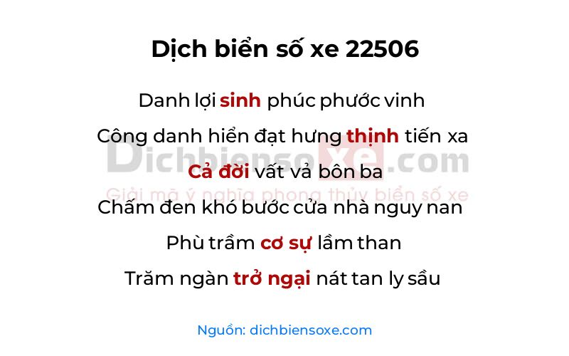 Dịch thơ biển số 22506