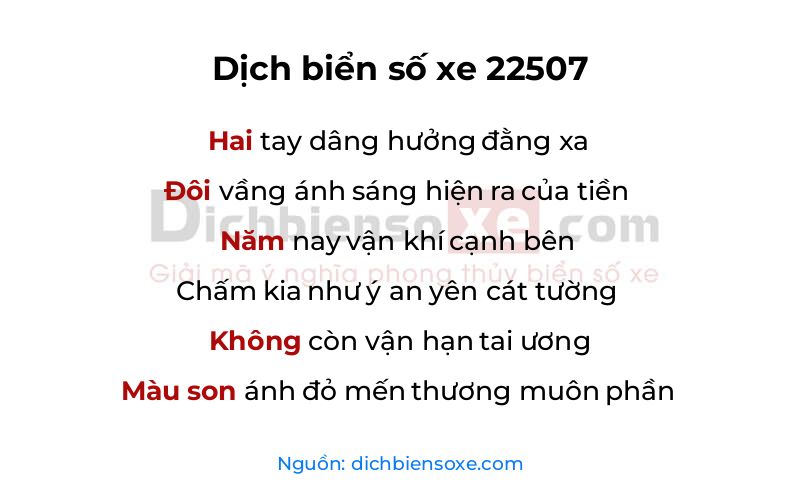 Dịch thơ biển số 22507