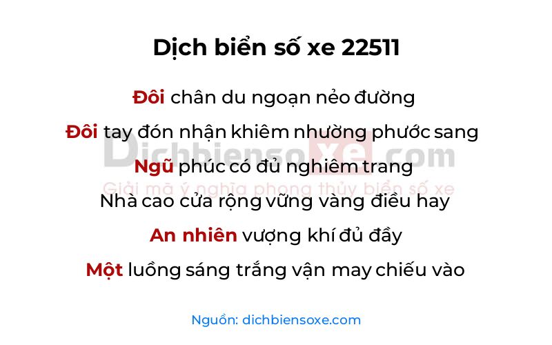 Dịch thơ biển số 22511