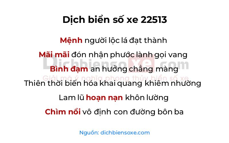 Dịch thơ biển số 22513