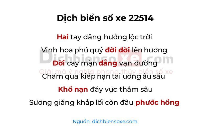 Dịch thơ biển số 22514