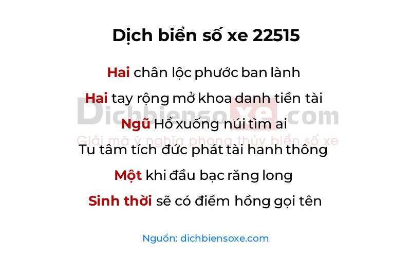 Dịch thơ biển số 22515