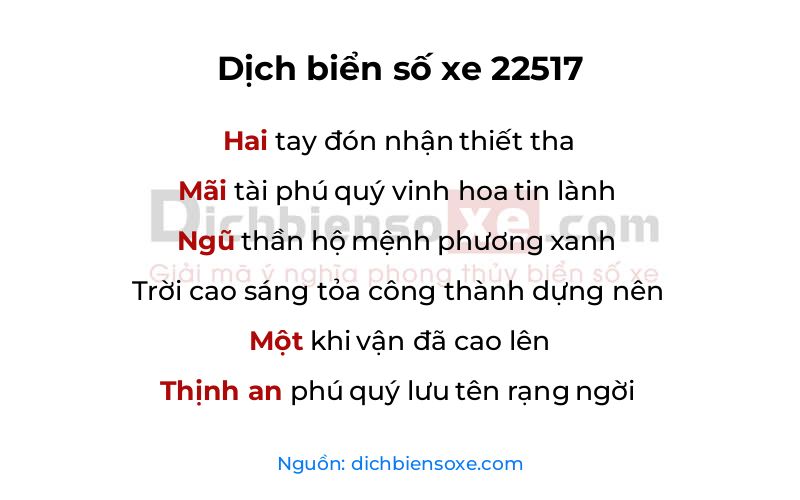 Dịch thơ biển số 22517