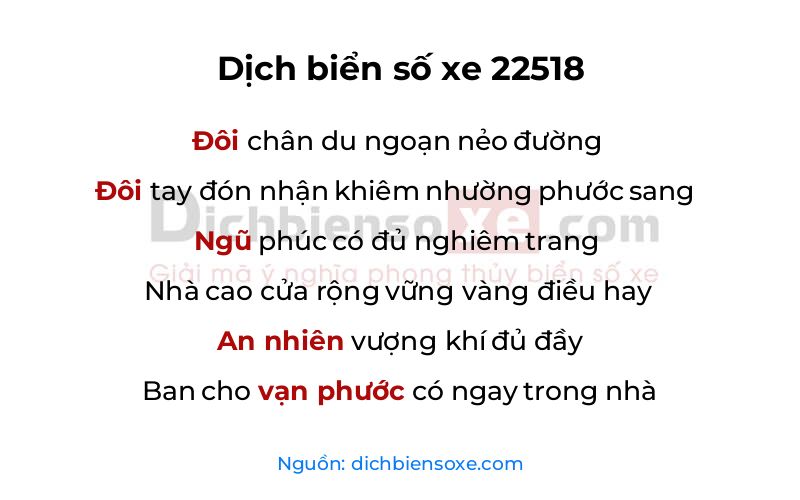Dịch thơ biển số 22518
