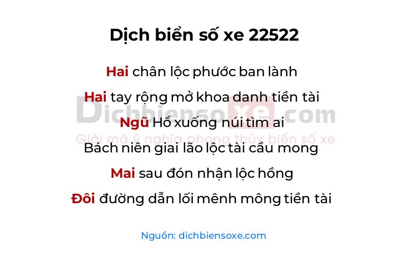 Dịch thơ biển số 22522