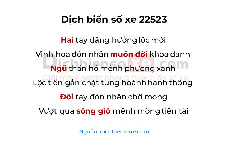 Dịch thơ biển số 22523