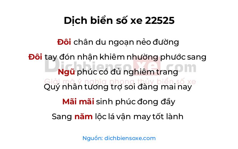 Dịch thơ biển số 22525