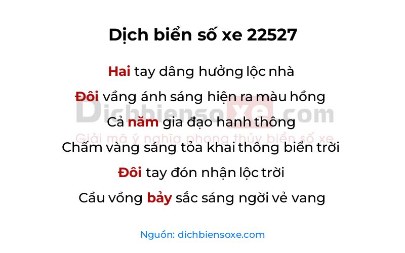 Dịch thơ biển số 22527