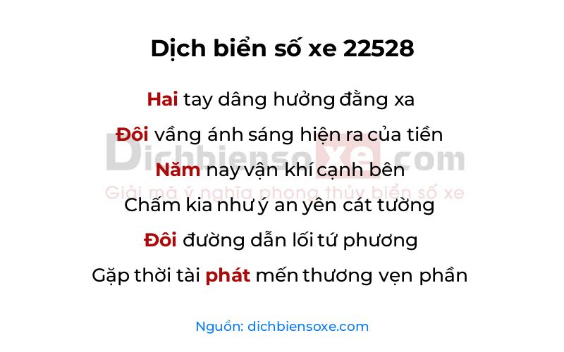 Dịch thơ biển số 22528