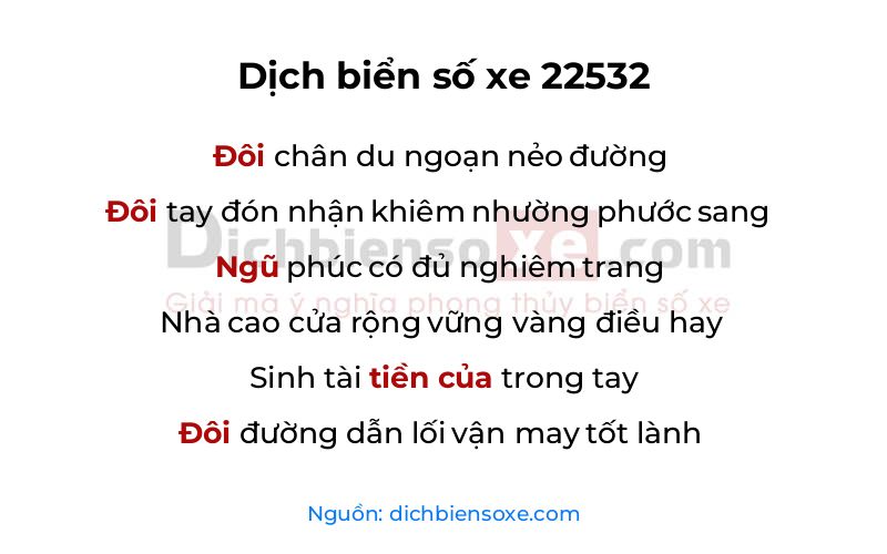 Dịch thơ biển số 22532