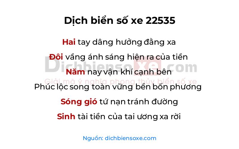 Dịch thơ biển số 22535