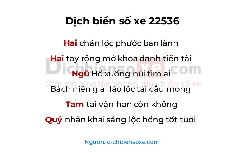 Dịch thơ biển số 22536