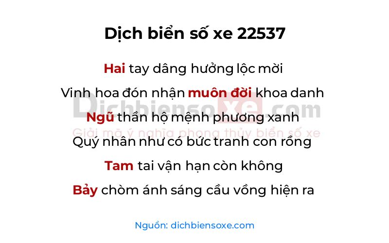 Dịch thơ biển số 22537