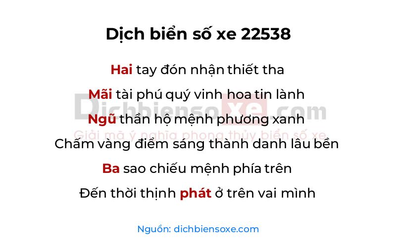 Dịch thơ biển số 22538