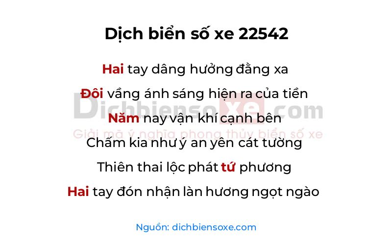 Dịch thơ biển số 22542