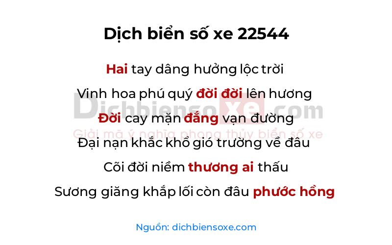 Dịch thơ biển số 22544