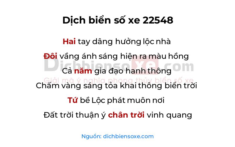 Dịch thơ biển số 22548