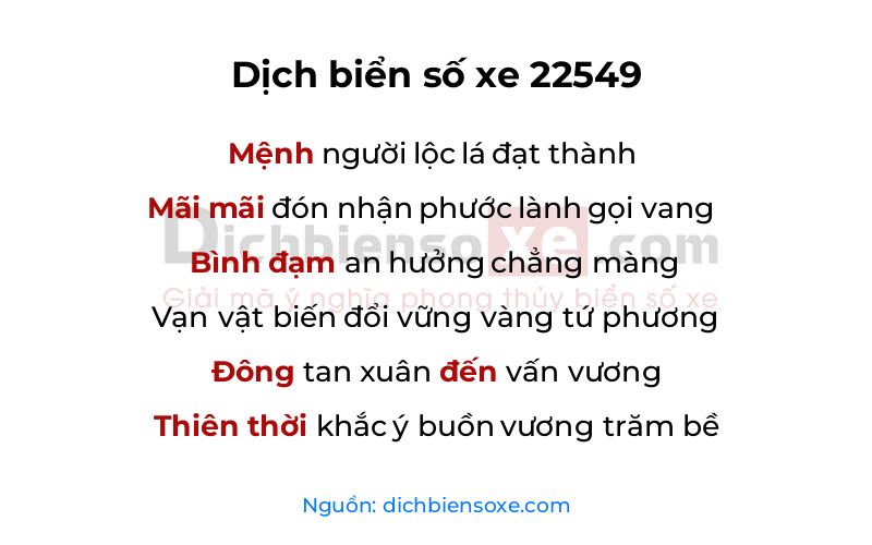 Dịch thơ biển số 22549