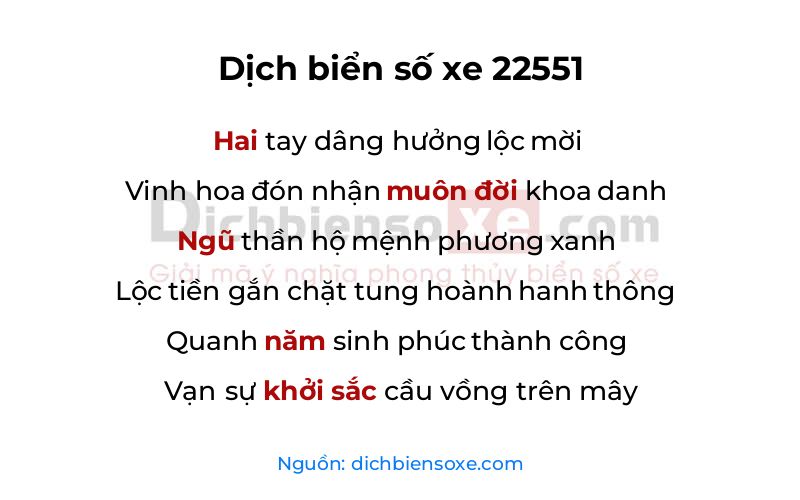 Dịch thơ biển số 22551