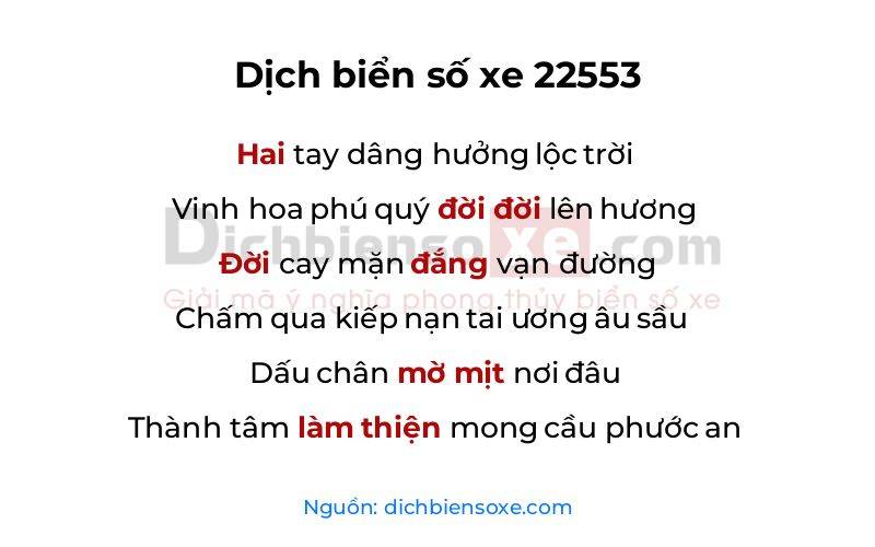 Dịch thơ biển số 22553