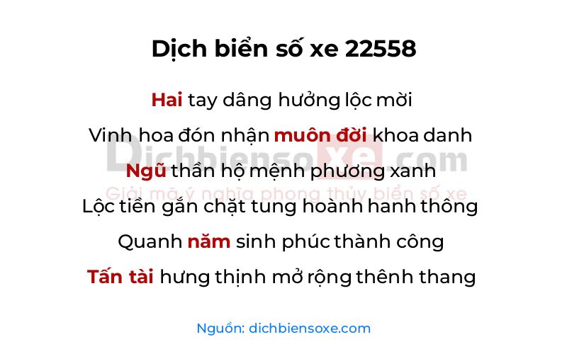 Dịch thơ biển số 22558