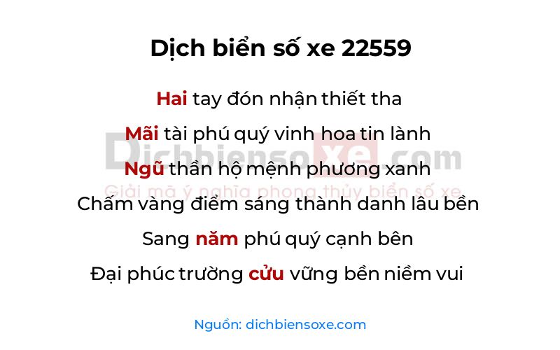 Dịch thơ biển số 22559