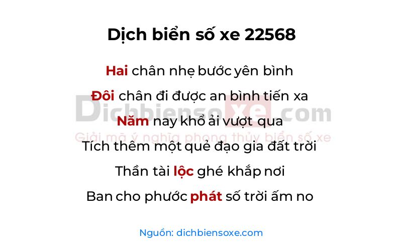 Dịch thơ biển số 22568