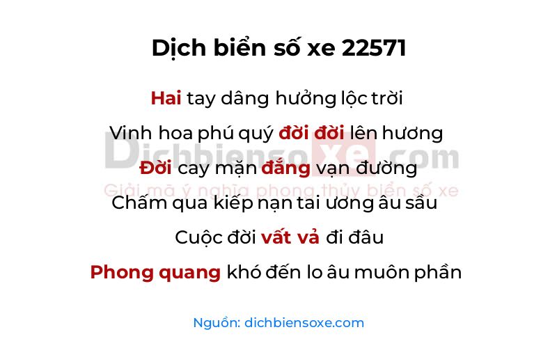 Dịch thơ biển số 22571