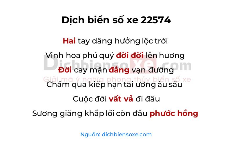 Dịch thơ biển số 22574