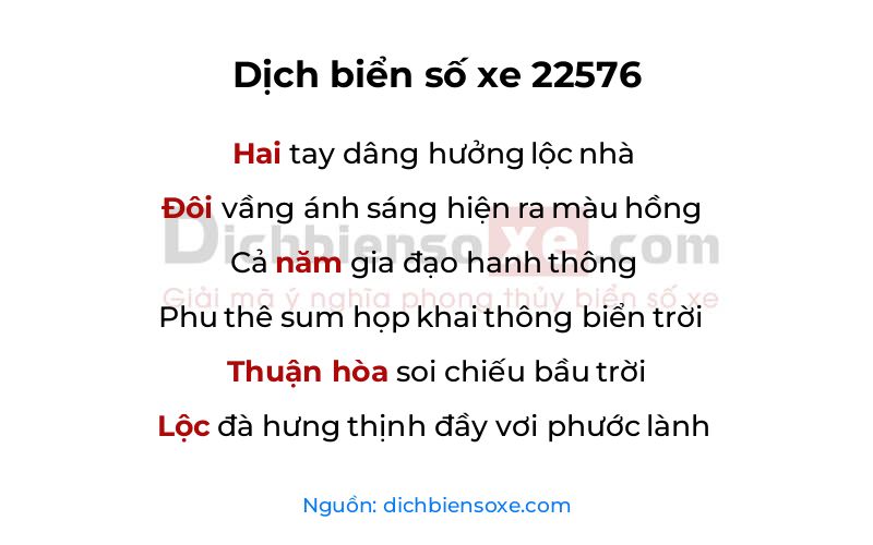 Dịch thơ biển số 22576
