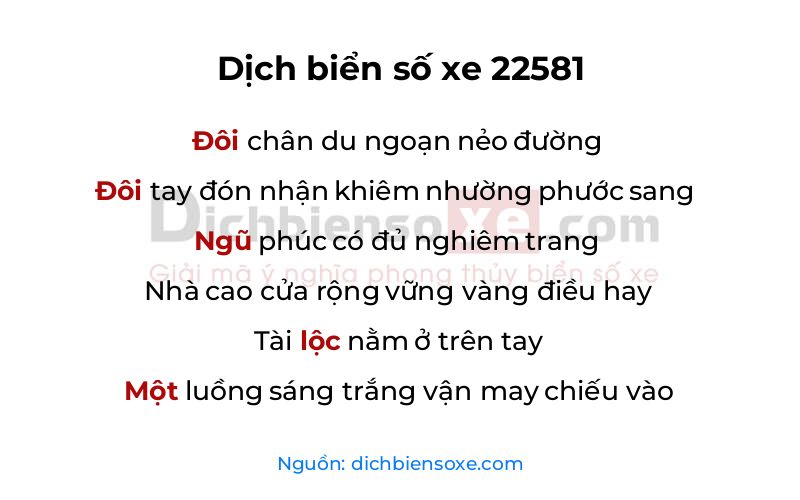 Dịch thơ biển số 22581