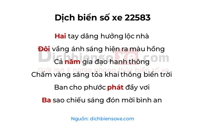 Dịch thơ biển số 22583
