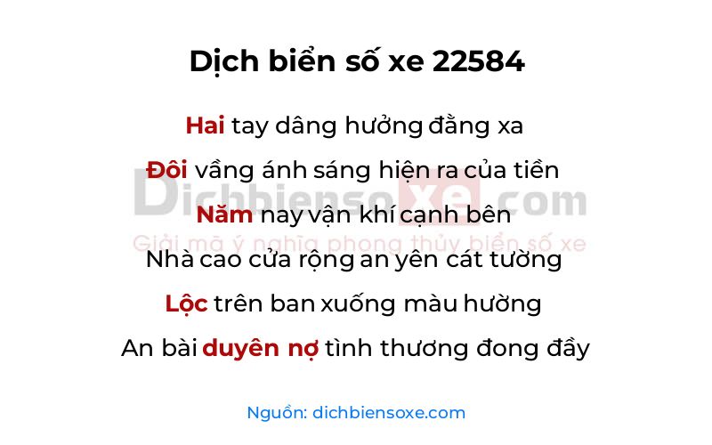 Dịch thơ biển số 22584