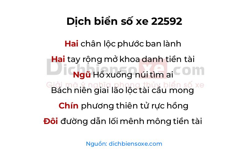 Dịch thơ biển số 22592