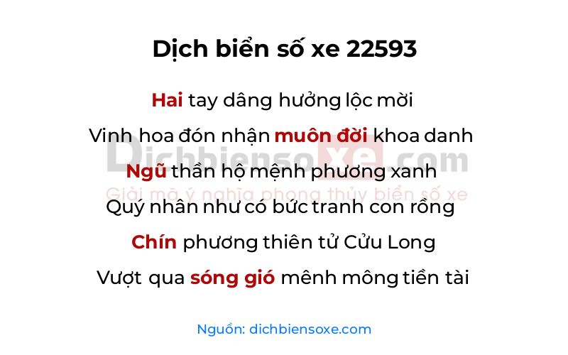 Dịch thơ biển số 22593