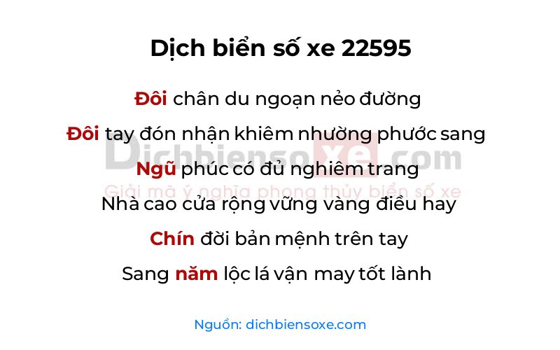 Dịch thơ biển số 22595