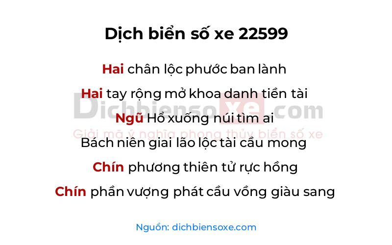 Dịch thơ biển số 22599