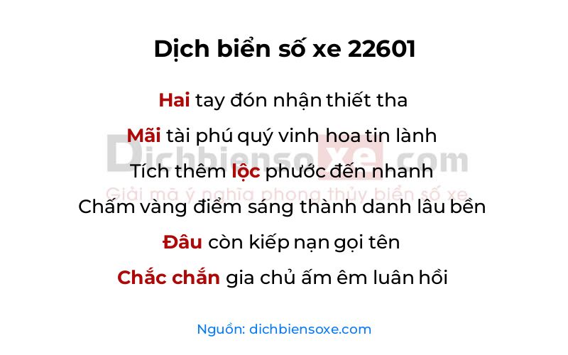 Dịch thơ biển số 22601